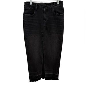 KUT from the Kloth Reese Black Raw Hem Denim Skirt, Size 6